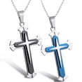 thumbnail image 5 of Men Necklace Corss Pendant Retro Individual Style Polished Alloy Club Party Neck Jewelry Valentines Day Fathers Day Gift for Men Husband Cross Jewelry, 5 of 8