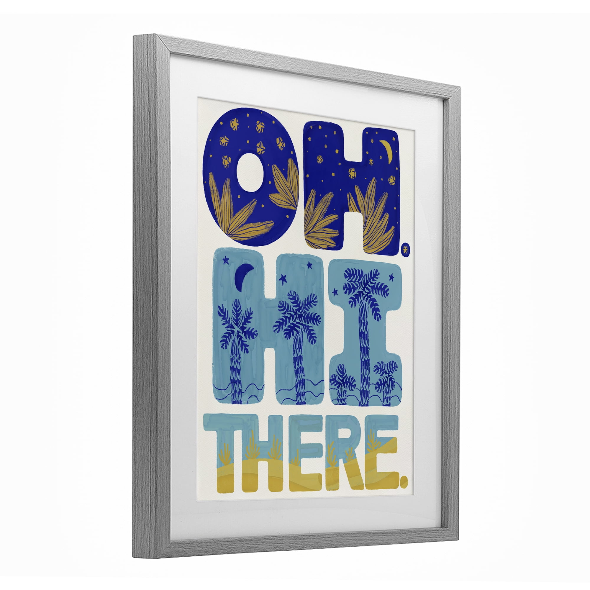 Stupell Industries Oh Hi There Tropical Gray Framed Print Under Glass, design by Connie Summers