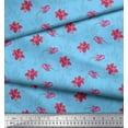 thumbnail image 2 of Soimoi Blue Cotton Poplin Fabric Leaves & Lily Floral Fabric Prints By Yard 56 Inch Wide, 2 of 3