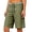 Army Green, variant on Women's Cotton Linen Casual Shorts High Waisted Drawstring Elastic Waistband Straight Leg Lounge Shorts