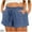 Blue, variant on CheerKidz Fashion Short Pants for Women Solid Color Bandage Elastic Waist High Waisted Casual Summer Pull On Loose Fit Beach Vacation Shorts with Pockets(Army Green,L)