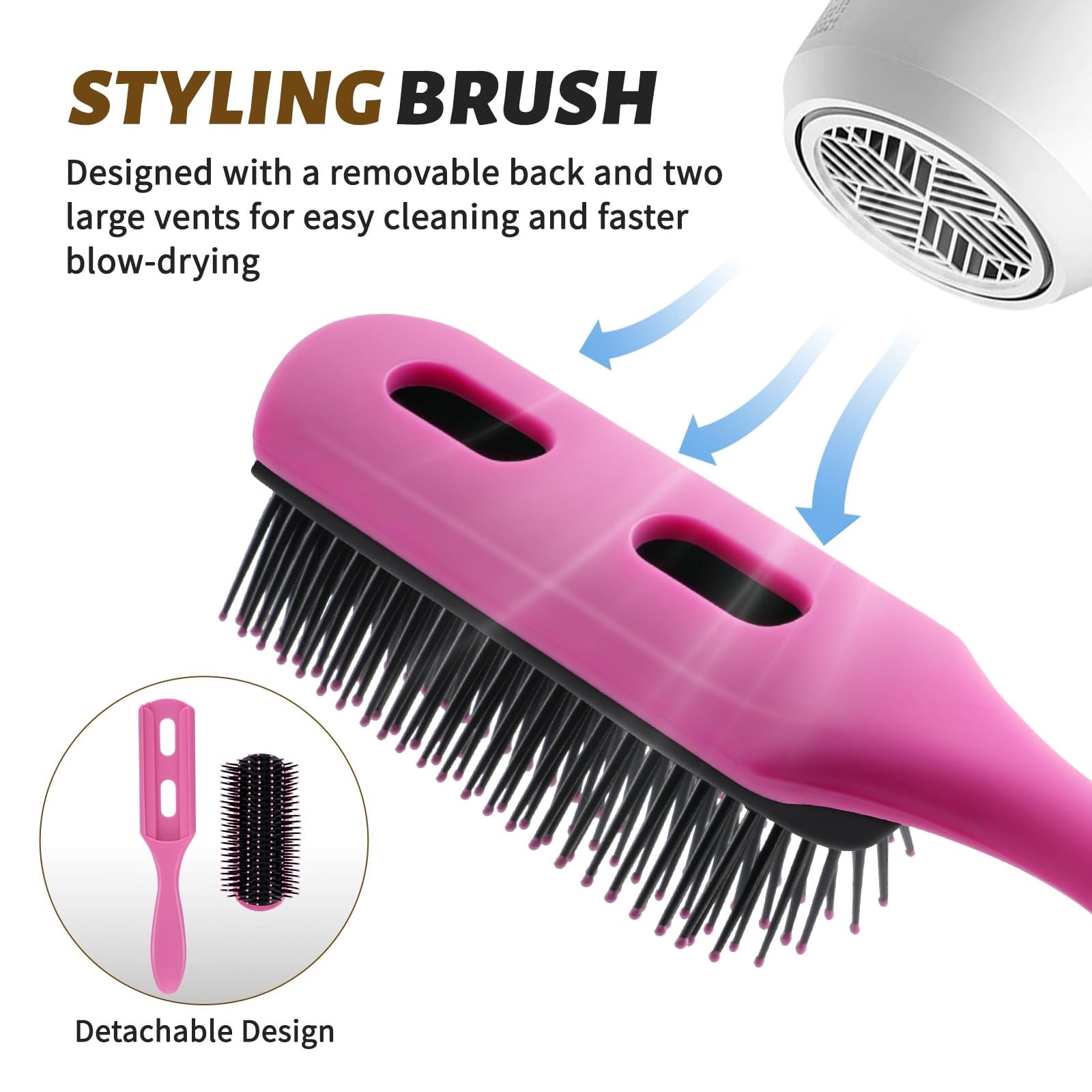 Hair Brush for Women and Men, 4Pcs Paddle Brush Detangling Brush Hair Comb Set for Long Thick Thin Curly Hair, Hairbrush Great On Wet or Dry, No More Tangle