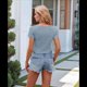 thumbnail image 5 of Camiseta de Corta con Cuello en V y Ombligo Al Descubierto, Azul , XXL, 5 of 7