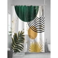 thumbnail image 5 of Fsddascl Green Yellow Boho Shower Curtain Set - Extra Long 72" x 96" Washable Bathtub Curtain with 12 Hooks, Modern Abstract Geometric Waterproof Fabric Stall Shower Curtains for Bathroom/Bathtub, 5 of 6