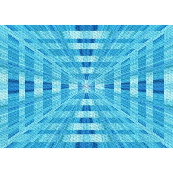 Ahgly Company Machine Washable Indoor Rectangle Transitional Bright Cyan Blue Area Rugs, 8' x 10'