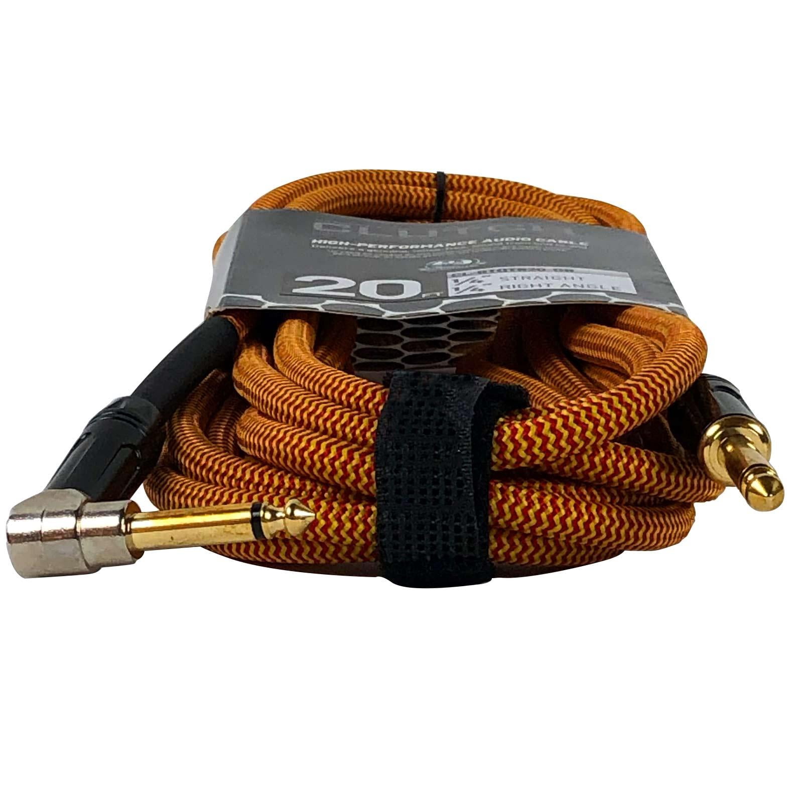 (8) Clutch 20 foot Right Angle 1/4" TS to straight 1/4" TS Instrument Cables with Carry Case Package