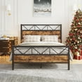 thumbnail image 3 of 4 EVER WINNER 51.2" Metal Full Size Bed Frame with Tall Headboard & Footboard, Strong Metal Slats Support and Noise-Free Design with Under Bed Storage/No Box Spring Needed/Rustic Brown, 3 of 7