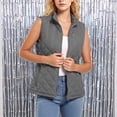 thumbnail image 3 of cocolona Quilted Vest for Women LightWeight Solid Color Basic Sleeveless Jacket Fall Winter Stand Collar Zipper Coat with Pocket, 3 of 6