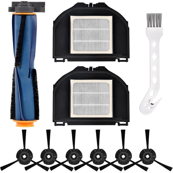 Replacement Parts Compatible with Shark RV2310 RV2310AE Matrix Robot Vacuum 1 Main Brush 2 HEPA Filters 6 Side Brushes 1 Cleaning Brush 10 Pack