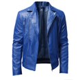 thumbnail image 4 of Fgnfyis Leather Jackets for Men Autumn Winter Leisure One Button Business Suit Style Jacket Mens Coat Blue XL, 4 of 5