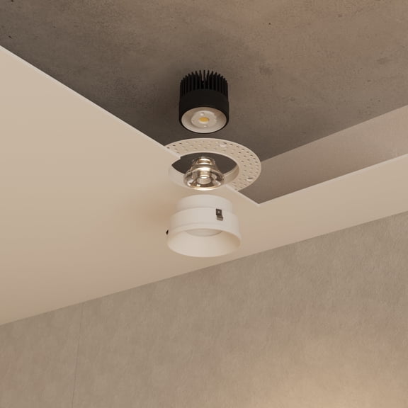 Libra 3in White Round Trimless Integrated LED Canless Recessed Lighting Kit, 5CCT, 12W