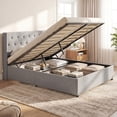 thumbnail image 1 of Gymax Queen Size Lift-up Storage Bed w/Tufted Wingback Headboard Hydraulic Lifts Grey, 1 of 10