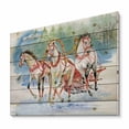 thumbnail image 2 of Designart 'Carriage In The Snow With Galoping Horses' Farmhouse Print on Natural Pine Wood, 2 of 5