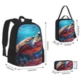 thumbnail image 2 of Fotbe Colorful Ocean Sea Turtle Set Escolar 3 en 1 para Niños - Mochila Duradera con Lonchera Aislante y Estuche para Lápices - Mochila Escolar para Niños y Niñas, 2 of 7