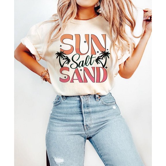 Sun Salt Sand Shirt, Salty Beach Life Tee with Retro Summer Vibe, Vacation Top for Warm Days and Ocean Lovers