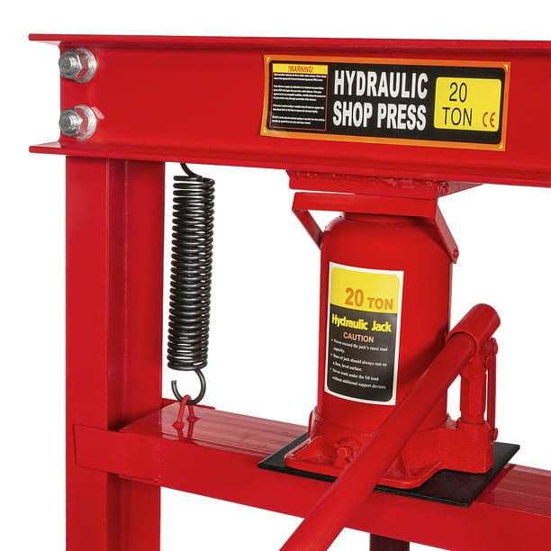 Stark Heavy Duty 20-Ton Floor Hydraulic Shop Press H-Frame Type Jack Stand with Plate, Red -