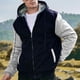 thumbnail image 1 of Ceisia Men's Color-Block Fleece-Lined Zip-Up Hooded Jacket for Casual & Winter Wear Navy L Gifts, 1 of 7