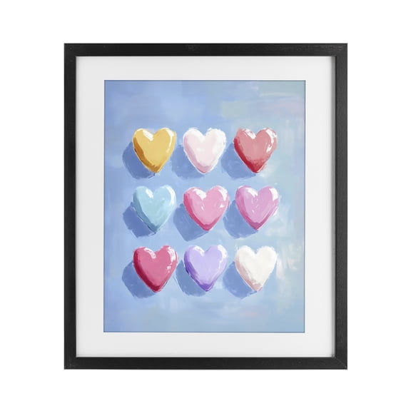 Stupell Industries Pastel Heart Grid Black Framed Print Under Glass, design by The Prints Vibe