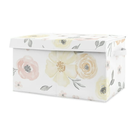 UPC: 0846480083054 | Watercolor Floral Yellow And Pink Storage Fabric Toy Box by Sweet Jojo Designs