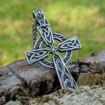 Celtic Cross Necklace Large Irish Pendant Stainless Steel Amulet Knot