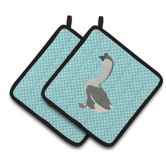 Caroline's Treasures African Goose Blue Check Pair of Pot Holders