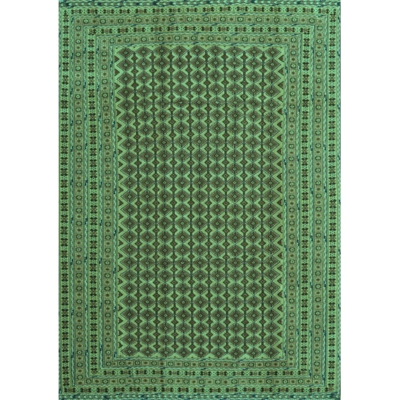Ahgly Company Machine Washable Indoor Rectangle Southwestern Turquoise Blue Country Area Rugs, 2' x 4'