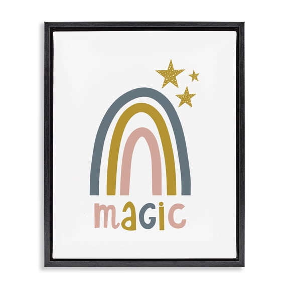 Stupell Industries Minimalist Rainbow with Magic Phrase Black Floating Frame Canvas Art, 17 x 21, by Alina Sagirova
