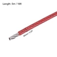 thumbnail image 2 of 16Ft(5M) Wire Rope 304 Stainless Steel Cable 3/16" (5.0 mm) Vinyl Coated with 2pcs Screw Chuck Red, 2 of 7