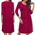 thumbnail image 3 of Vestido Largo de Tops Sunnimix Mujer 3/4 Manga Sólido Casual Botones Sueltos, 3 of 8
