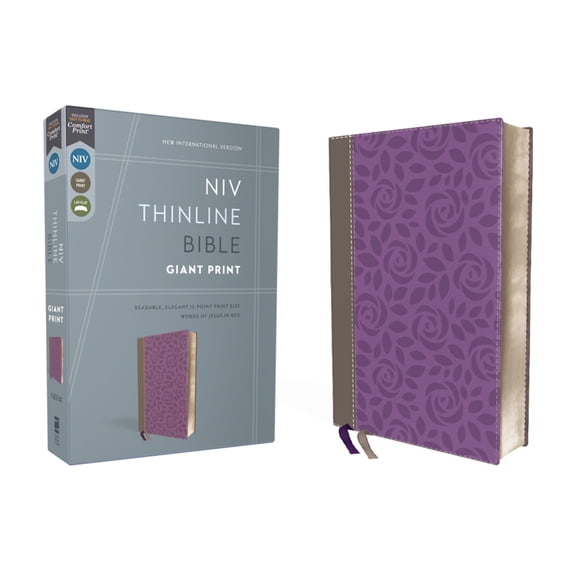 NIV, Thinline Bible, Giant Print, Imitation Leather, Gray/Purple, Red Letter Edition, (Hardcover)