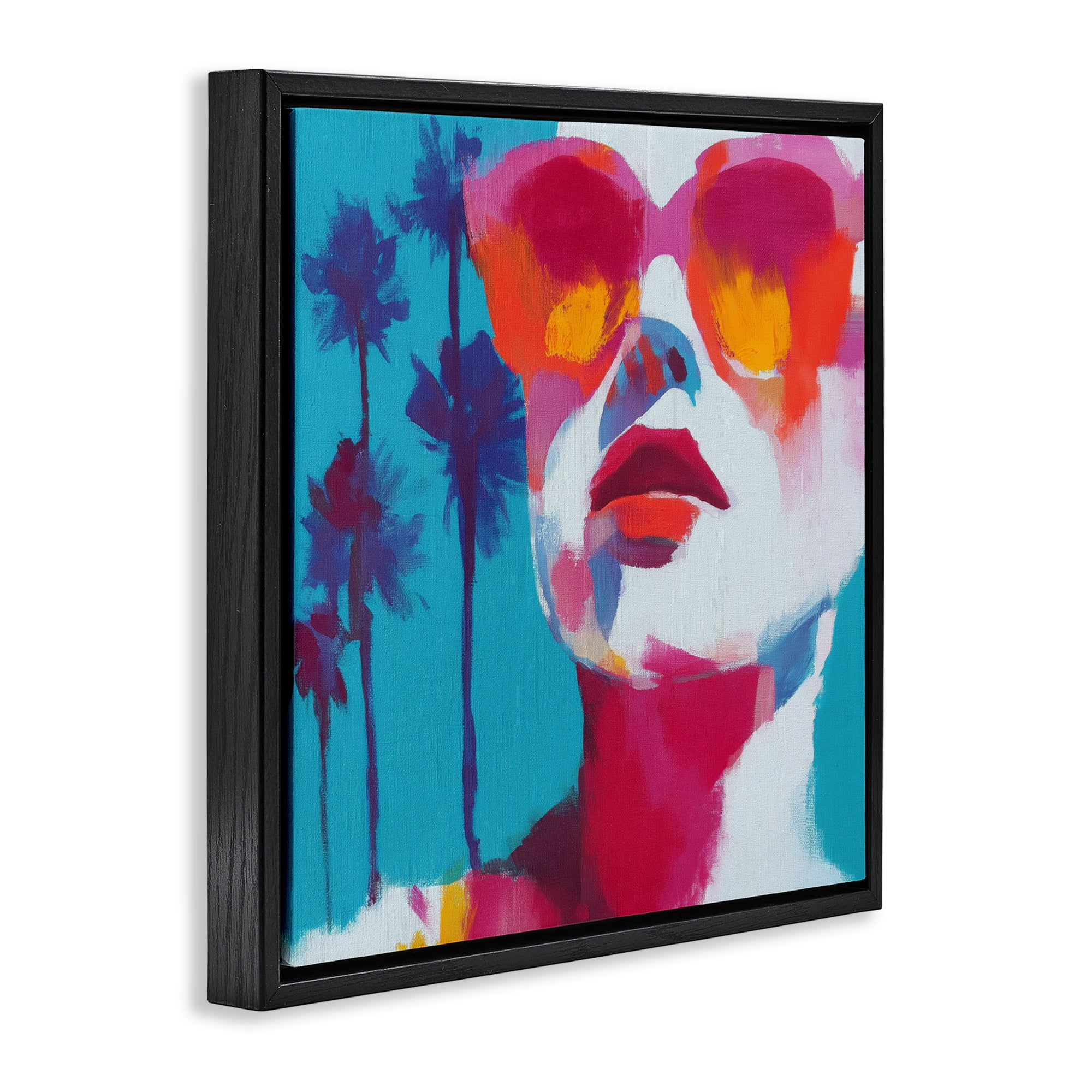 Stupell Industries Expressive Palm Tree Gaze Black Framed Floater Canvas Wall Art, design by Chromatic Storm Studio