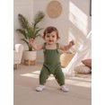 thumbnail image 5 of Miaouyo 0-24 Months Infant Baby Boys Girls Knitted Overalls Stylish Solid Color Ribbed Trim Square Neck Sleeveless Romper, 5 of 9