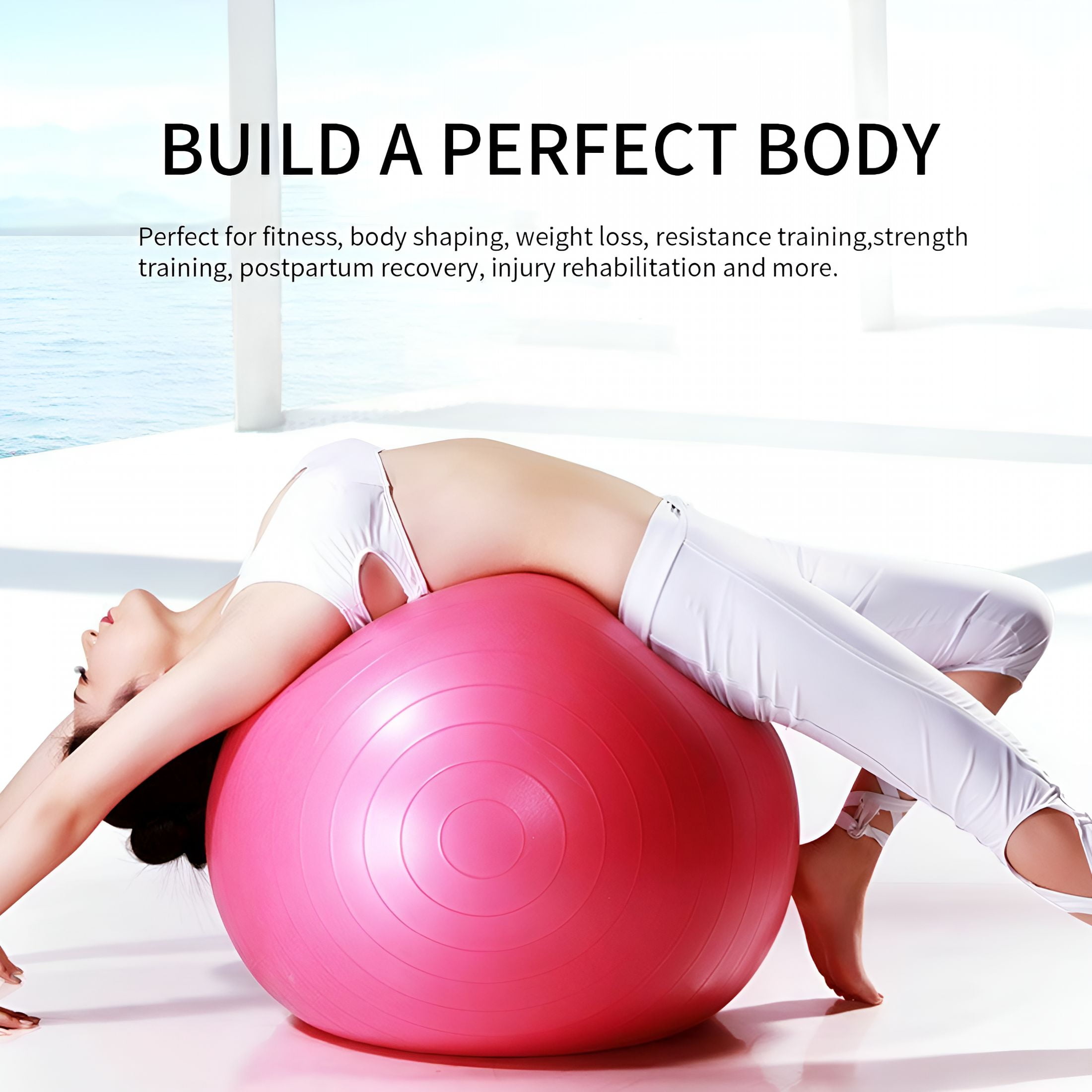 BESTSKY 2026 New Exercise Ball for Physical Therapy, Workout Fitness Ball for Core Strength, Yoga Ball for Balance & Flexibility, Gray