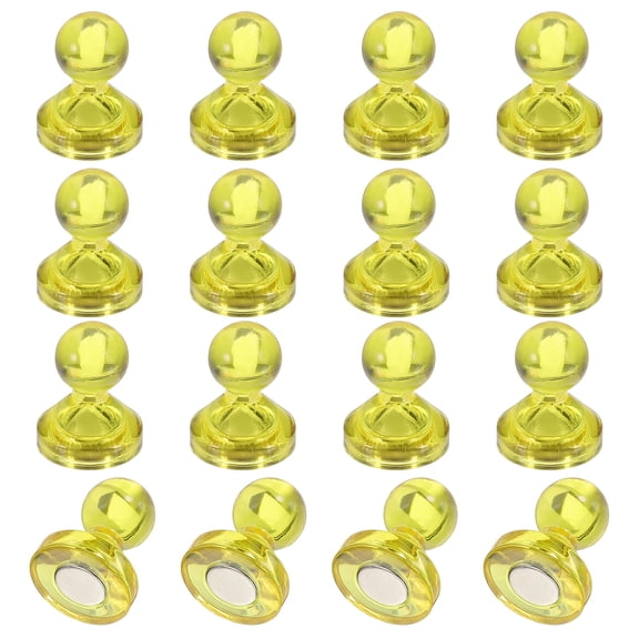 Uxcell 16pcs Magnets Push Pins, 0.8x0.6" Strong Fridge Magnets Magnetic Whiteboard Decorative Thumbtacks for Refrigerator Locker Calendar Office, Yellow