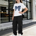 thumbnail image 4 of Frnrwgo 2 Piece Girls Outfit Butterfly Short Sleeve Top And Cargo Pants Sets For Summer Size 5-15 Years, 4 of 5