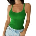 thumbnail image 3 of ClodeEU Womens Scoop Neck Ribbed Sleeveless Tank, Slimming Going Out Basics Tank Tops Green,Womens Plus XS, 3 of 7