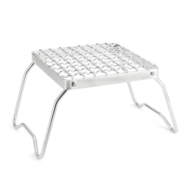 Soporte de malla plegable de acero inoxidable, 3 uds., para mochilero, estufa de Camping, parrilla para barbacoa