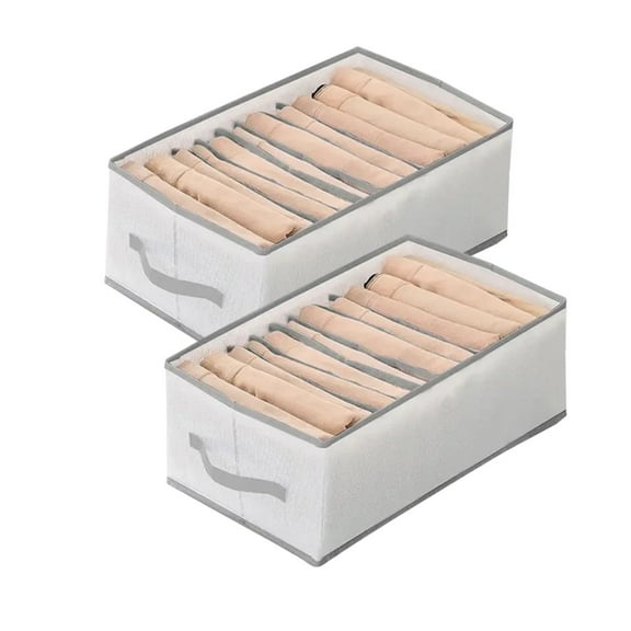 Wardrobe Clothes Organizer, 12 Grids Clothes Organizer Drawer, Mesh Closet Organizer for Jeans, Leggings,T-shirts,Shirt, Gray, 2Pack