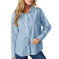 thumbnail image 6 of Babysbule Women's Long Sleeve Blouse Button Down Shirt Solid Color Bow Tie Front Casual Comfy Soft Lightweight All Season, 6 of 6