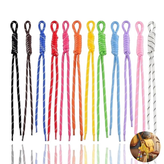 QZS Colorful Rope Keychain 12pcs Handwoven Nylon Rope Keychain Handbag Decoration Accessories for Outdoor Travel & Gift Giving