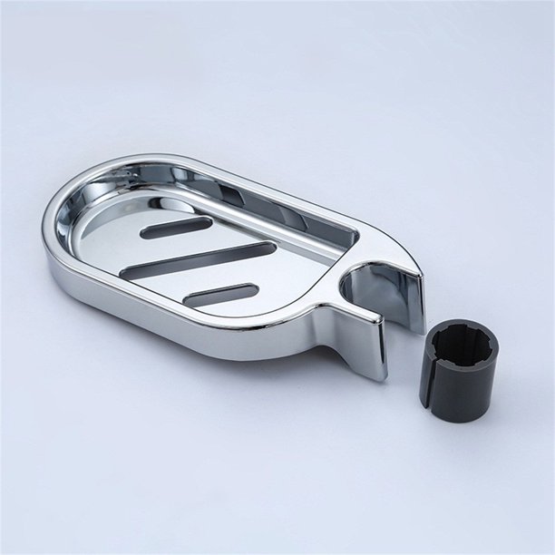 Jabonera ajustable para ducha con bandeja para jabón, soporte liso para baño, color plata