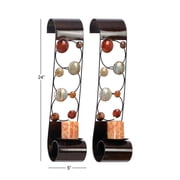 DecMode 2 Holder Brown Metal Abstract Wall Sconce, Set of 2