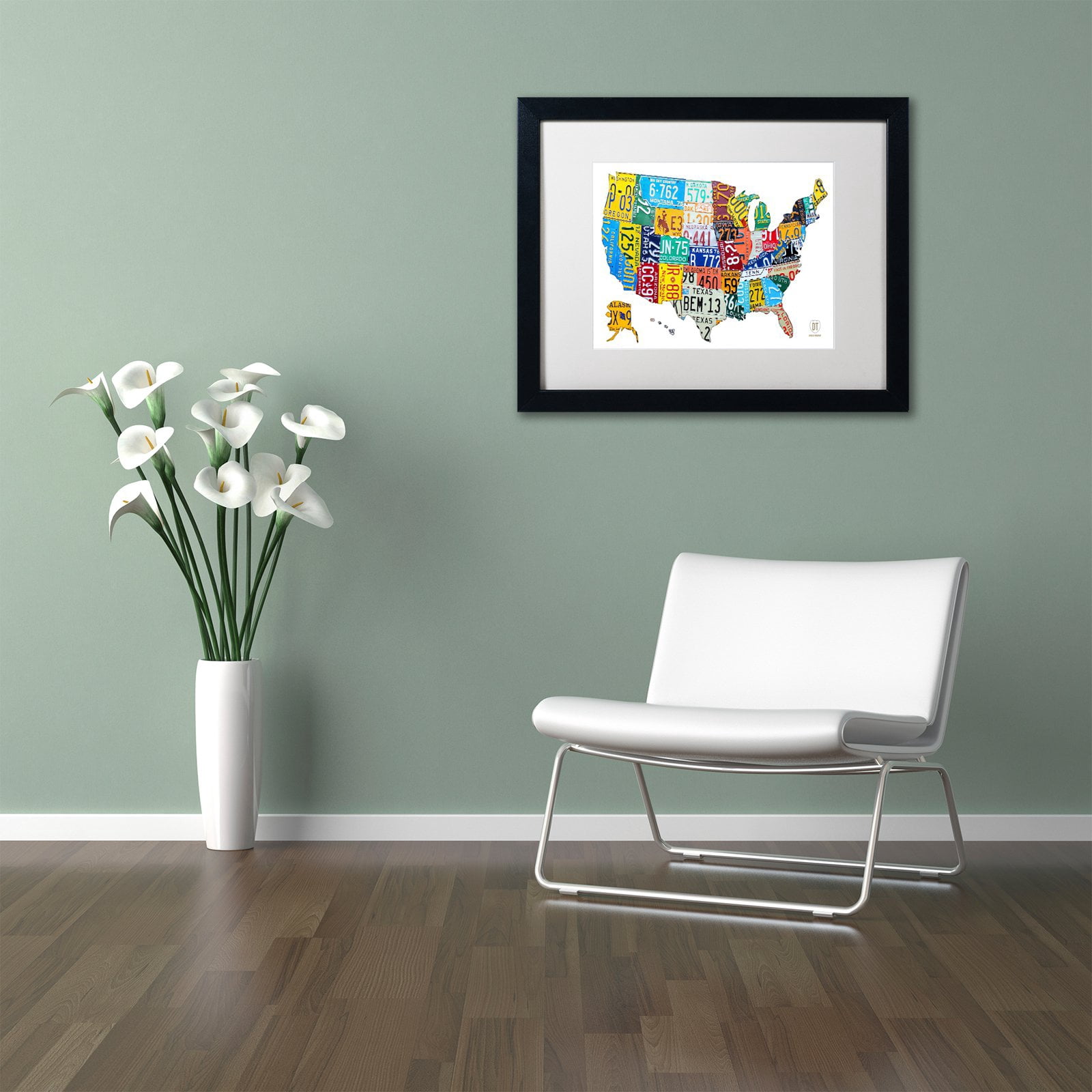 Trademark Fine Art 'License Plate Map USA 2' Canvas Art by Design Turnpike, Black Matte, Black Frame