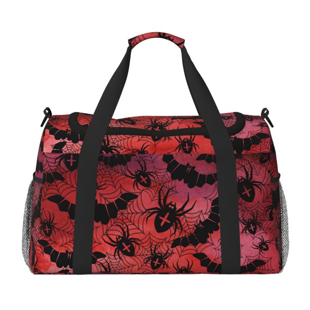 Balery Bats And Spiders Bolsa de Gimnasio para Mujeres, Bolsa de Viaje con Bolsillo Húmedo, Bolsa de Fin de Semana para Mujeres, Bolsa de Viaje Resistente al Agua