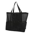 thumbnail image 3 of Beach Bag, Large Capacity Beach Tote Bag Quick Drying Soft Foldable Multi Pocket Black Shoulder Mesh Pool Bag For Travel, 3 of 8