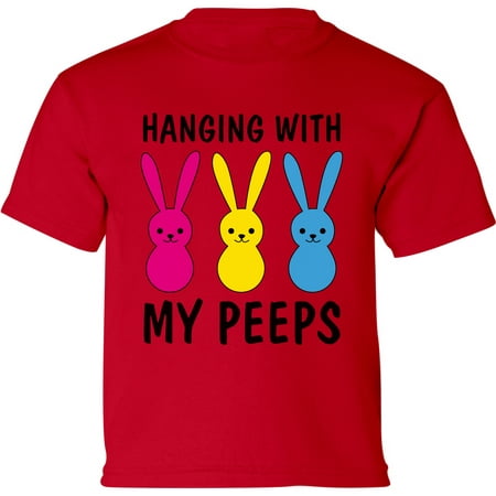 

Hanging With My Peeps Graphic Shirt - Happy Easter Day Toddler Tees for Kids - Outfit Toddler Boys Girls T-Shirt Gifts