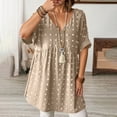 thumbnail image 2 of Women's V Neck Short Sleeve Ruffle Loose Summer Flowy Mini Dress, 2 of 7
