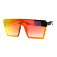 thumbnail image 1 of Womens Retro Oversize Angular Flat Top Shield Plastic Frame Rimless Sunglasses Black Orange Mirror, 1 of 4