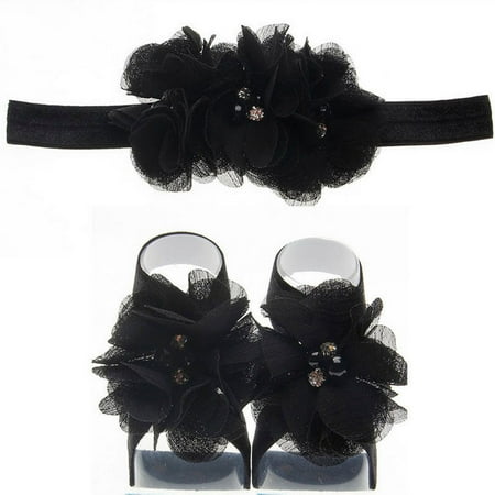 - Newborn Infant Baby Girls Headband Foot Flower Elastic Hair Band Accessories
