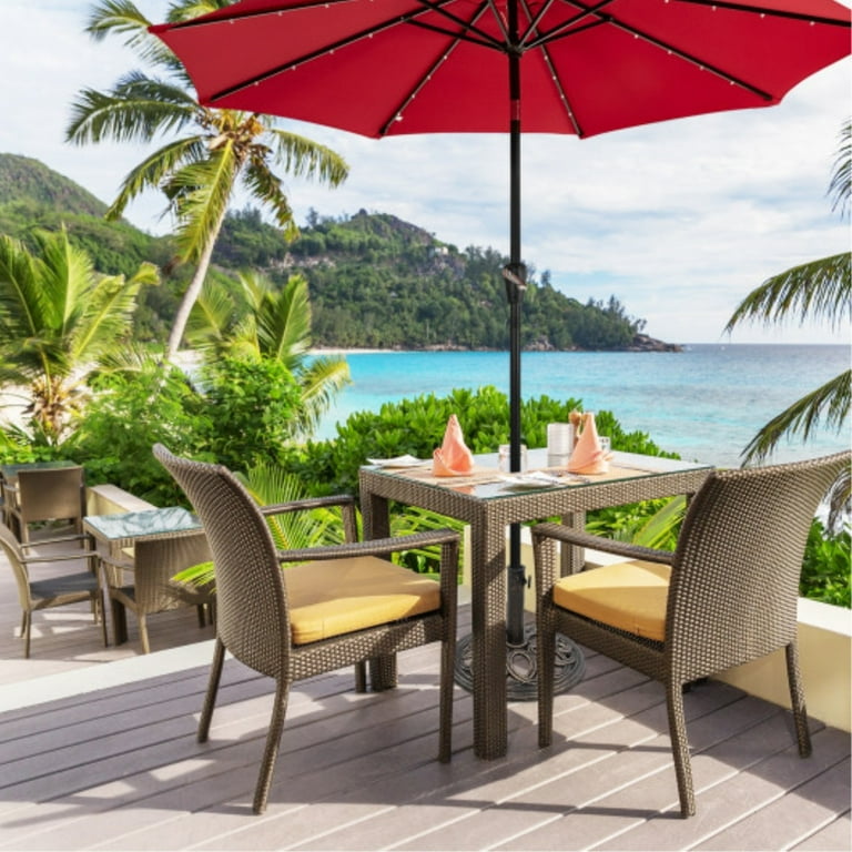 cast iron patio umbrella holder ALLEN Half Round Base Stand for Umbrella, Black whether centrally placed over a dining set Four Seasons Courtyard Canmore 19